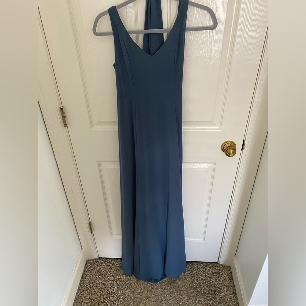 Jenn Maxi Dress in color Slate blue chiffon from show me your mumu